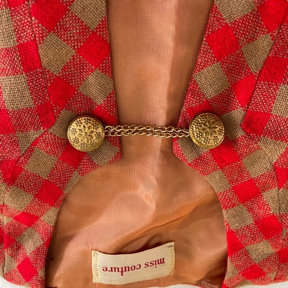 Vintage Red and Camel Plaid Bolero Jacket - Picture 2 of 7